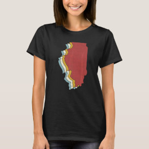 Retro USA State Vintage Map Illinois T-Shirt