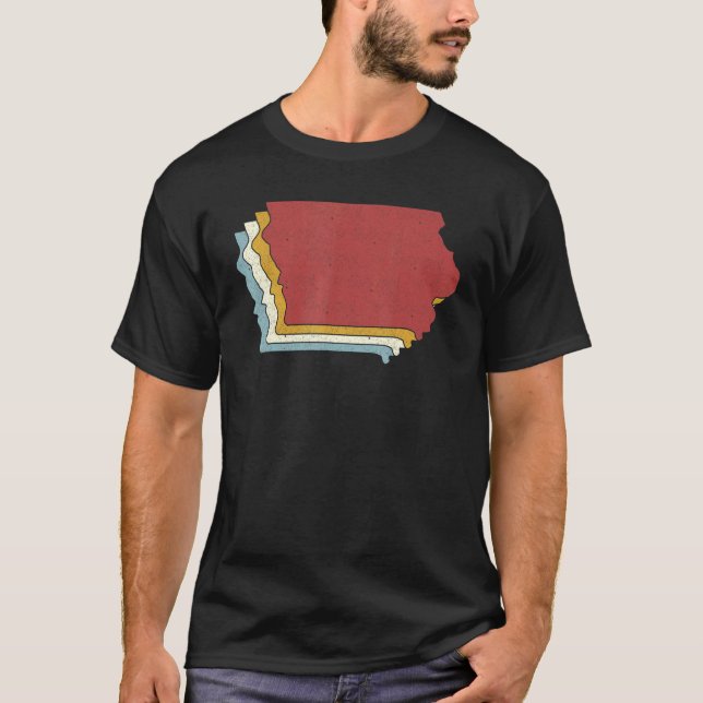 Retro USA State   Vintage Map Iowa T-Shirt (Front)