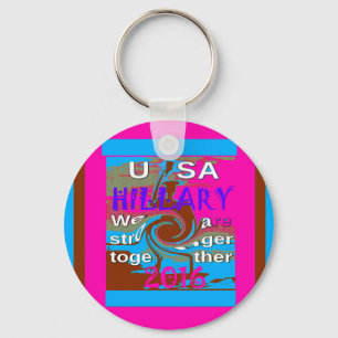 Retro USA Stronger Together Abstract Art Print Keychain