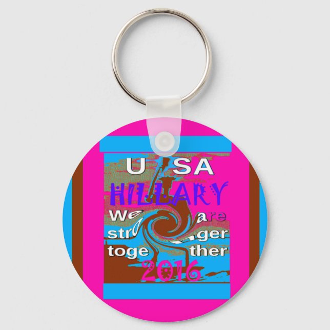 Retro USA Stronger Together Abstract Art Print Keychain (Front)