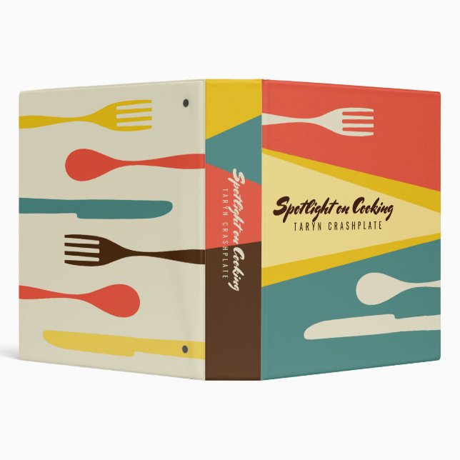 Retro utensils personalized recipe cookbook binder (Background)