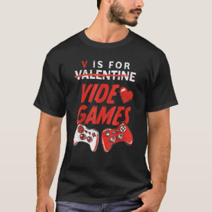 Retro V Is For Video Games Valentine's Day Gamer M T-Shirt