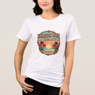 Retro Vacation Mode Activated Vintage Sunset Beach Tri-Blend Shirt