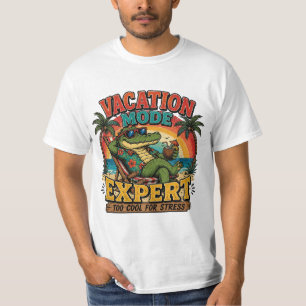 Retro Vacation Mode Expert Funny Alligator Beach T-Shirt