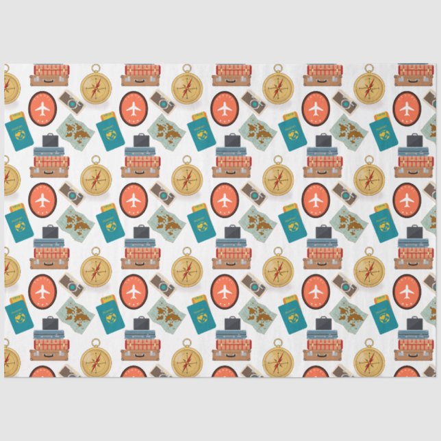 Retro Vacation Travel Themed  Tissue Paper (Front)