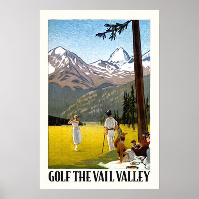 Retro Vail Valley Golfing Travel Poster (Front)