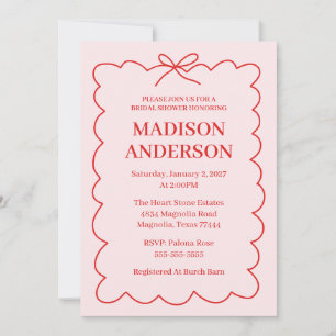 Retro Valentine Bridal Shower Red Pink Invitation