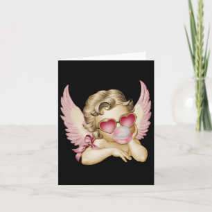 Retro Valentine Day Heart Sungles Cupid Blowing Bu Card