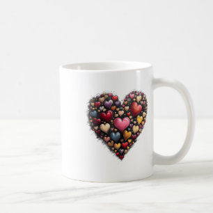 Retro Valentine Day Hearts Brushstroke Coquette He Coffee Mug