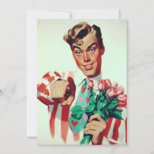 Retro Valentine Flirty Guy Invitation