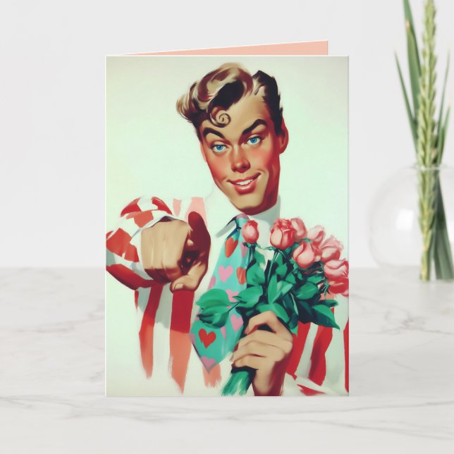 Retro Valentine Flirty Guy Invitation (Front)