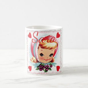 Retro Valentine Girl Personnalised Coffee Mug