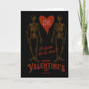 Retro Valentine Gothic Skeletons Couples Tee Card