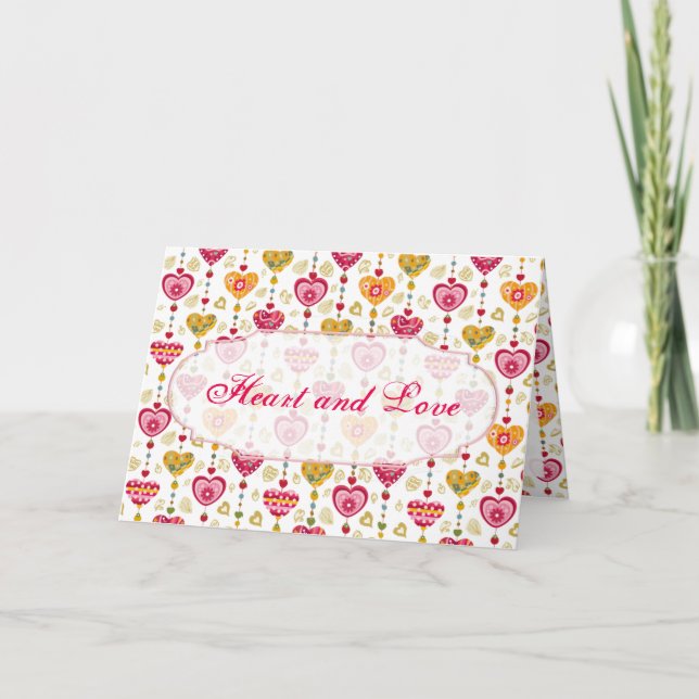 Retro Valentine Heart Greeting Card (Front)