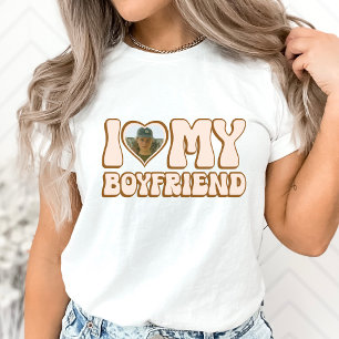 Retro Valentine Heart Photo I Love My Boyfriend T-Shirt