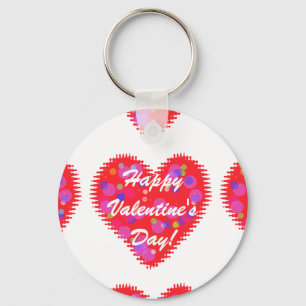 Retro Valentine Hearts Keychain