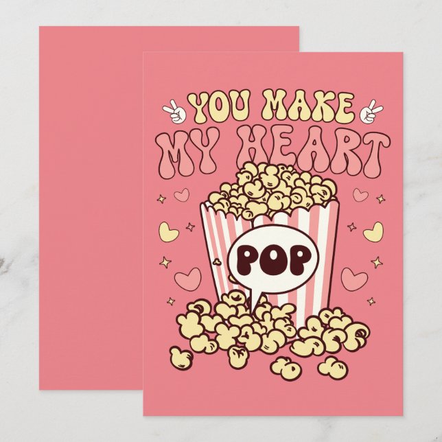 Retro Valentine Popcorn  Holiday Card (Front/Back)