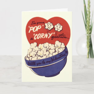 Retro Valentine Popcorn- Valentines Greeting Card