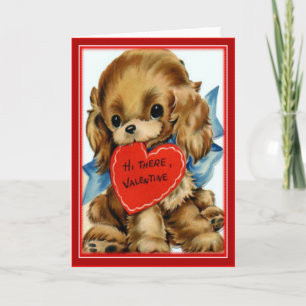 Retro Valentine Puppy- Valentines Greeting Card