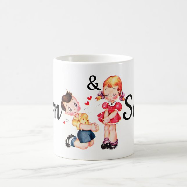 Retro Valentine’s Girl & Boy Personnalised Coffee Mug (Center)