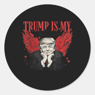 Retro Valentine Trump Is My Valentine Funny Trump Classic Round Sticker