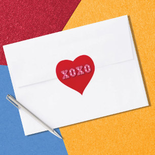 Retro Valentine XOXO Heart Sticker