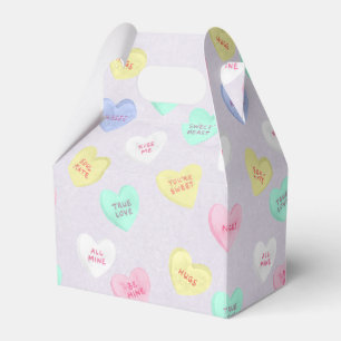 Retro Valentine's Day Candy Hearts on Purple Favor Box