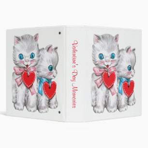Retro Valentine's Day Cats, Vintage Cute Kitten Binder