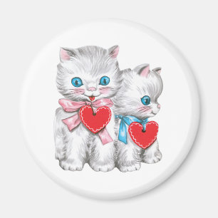 Retro Valentine's Day Cats, Vintage Cute Kitten Magnet