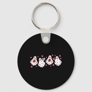 Retro Valentines Day Cute Ghost Boo Spooky Womens  Keychain