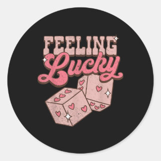 Retro Valentines Day Funny Feeling Lucky Valentine Classic Round Sticker