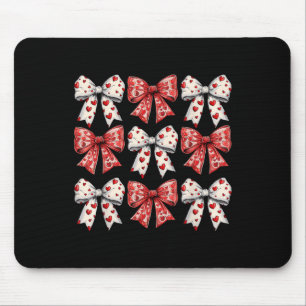 Retro Valentines Day Heart Coquette Bow Women Kids Mouse Pad