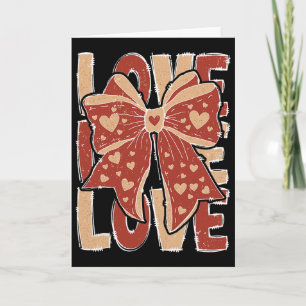 Retro Valentine's Day Love Heart Coquette Bow Wome Card