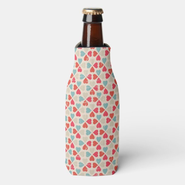 Retro Valentine's Day Pattern Bottle Cooler (Bottle Front)