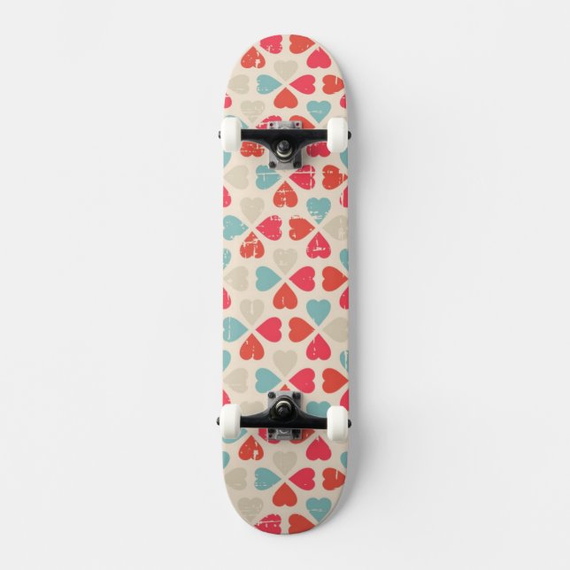 Retro Valentine's Day Pattern Skateboard (Front)