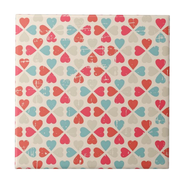 Retro Valentine's Day Pattern Tile (Front)