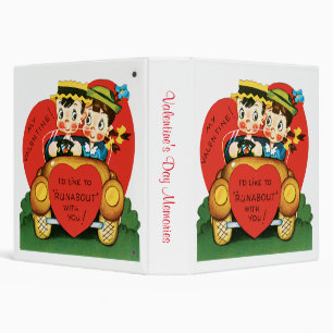 Retro Valentine's Day, Vintage Boy and Girl in Car Binder