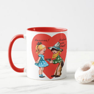 Retro Valentine's Day, Vintage Cowboy with Girll Mug