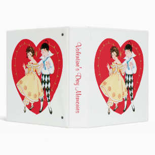 Retro Valentine's Day, Vintage Harlequin and Heart Binder