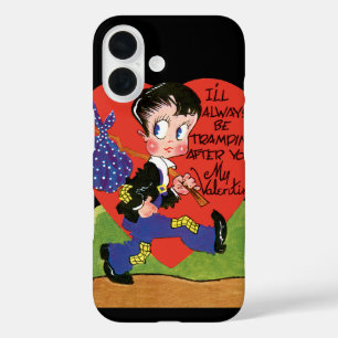 Retro Valentine's Day, Vintage Hobo Boy Heart iPhone 16 Case