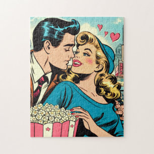 Retro Valentine's Love Couple Comics Jigsaw Puzzle