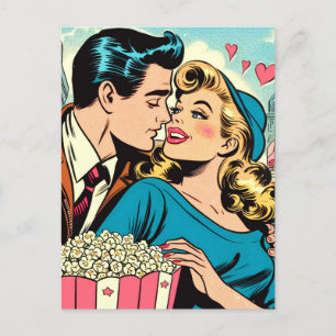 Retro Valentine's Love Couple Comics Postcard
