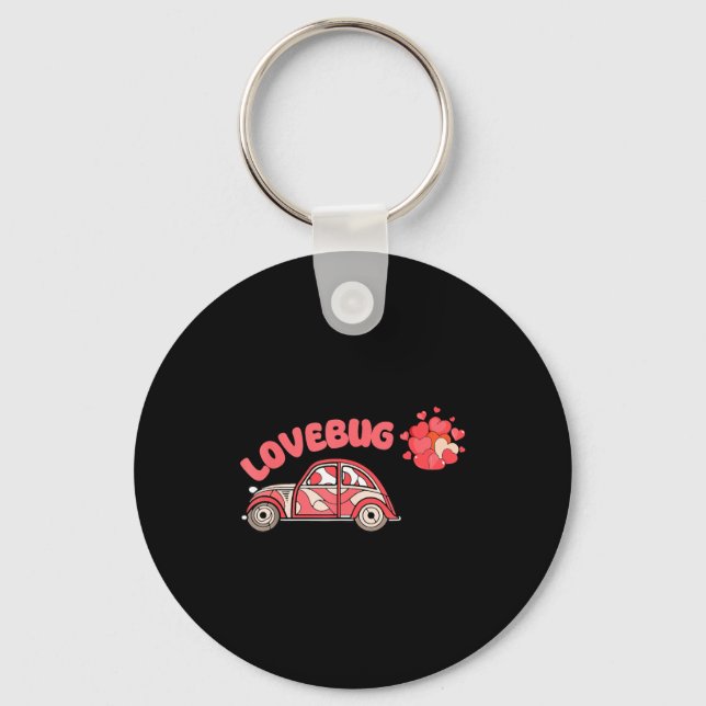Retro Valentines Lovebug Heart Groovy Valentines M Keychain (Front)