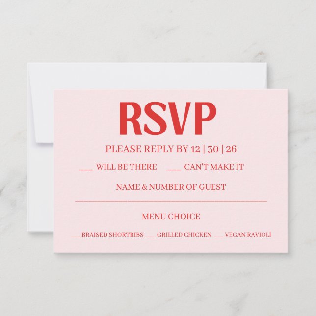 Retro Valentine's RSVP Wedding Reply Card (Devant)