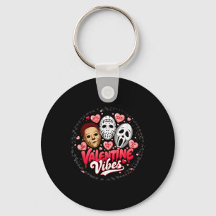 Retro Valentines Vibes Horror Movies Characters Ho Keychain