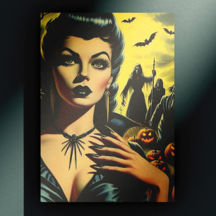 Retro Vampire Girl Postcard