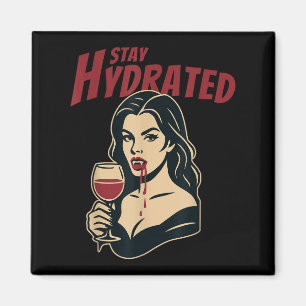 Retro Vampire Pin-up Stay Hydrated Gothic Humour W Magnet