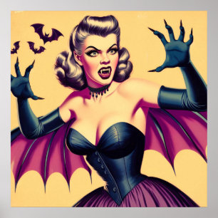 Retro Vampire Woman Poster
