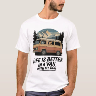 Retro Van Life with Dog Mountain Adventure T-Shirt