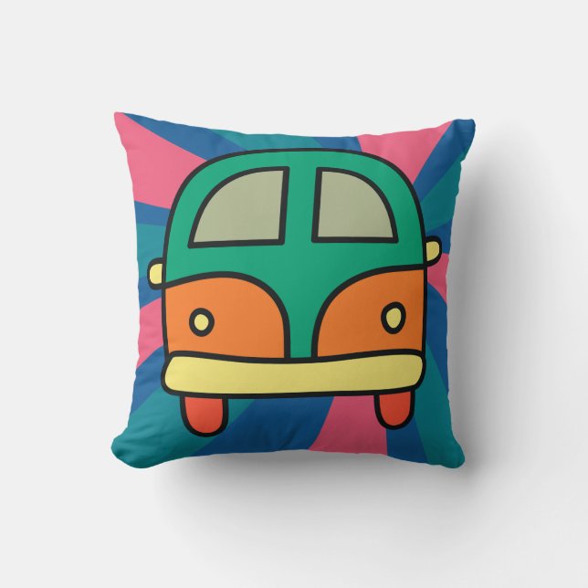 Retro Van Throw Pillow (Front)